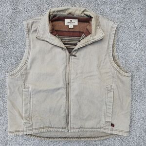 Woolrich Dorrington Tan Canvas Vest Fleece Lined Outdoor Dark Wheat Mens 2XL